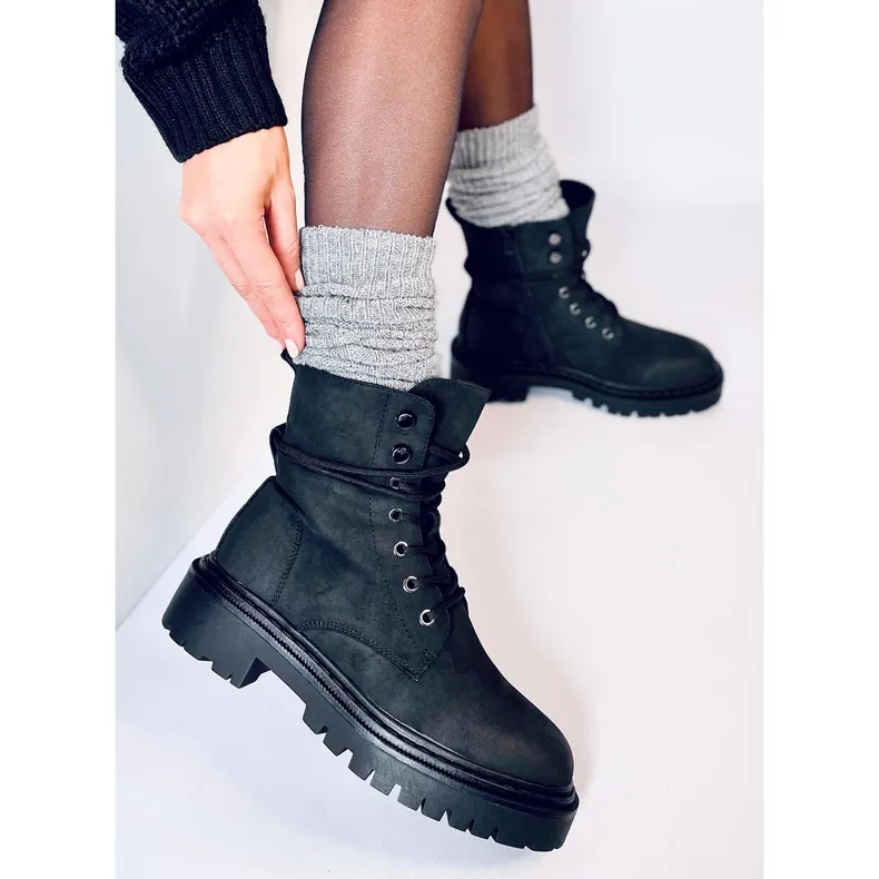 Bottines à lacets avec protecteur Simmo Black le noir