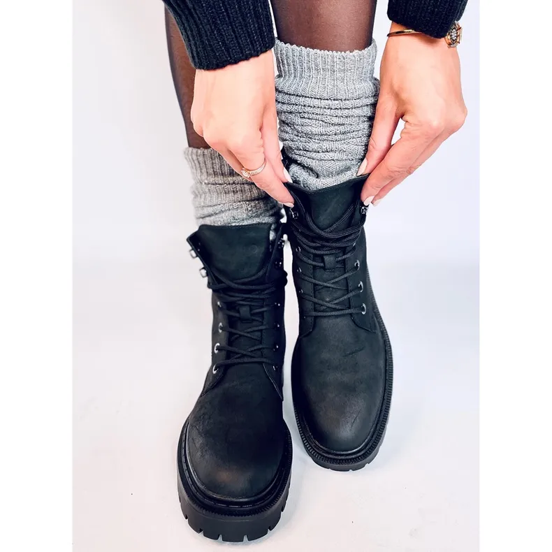 Bottines à lacets avec protecteur Simmo Black le noir