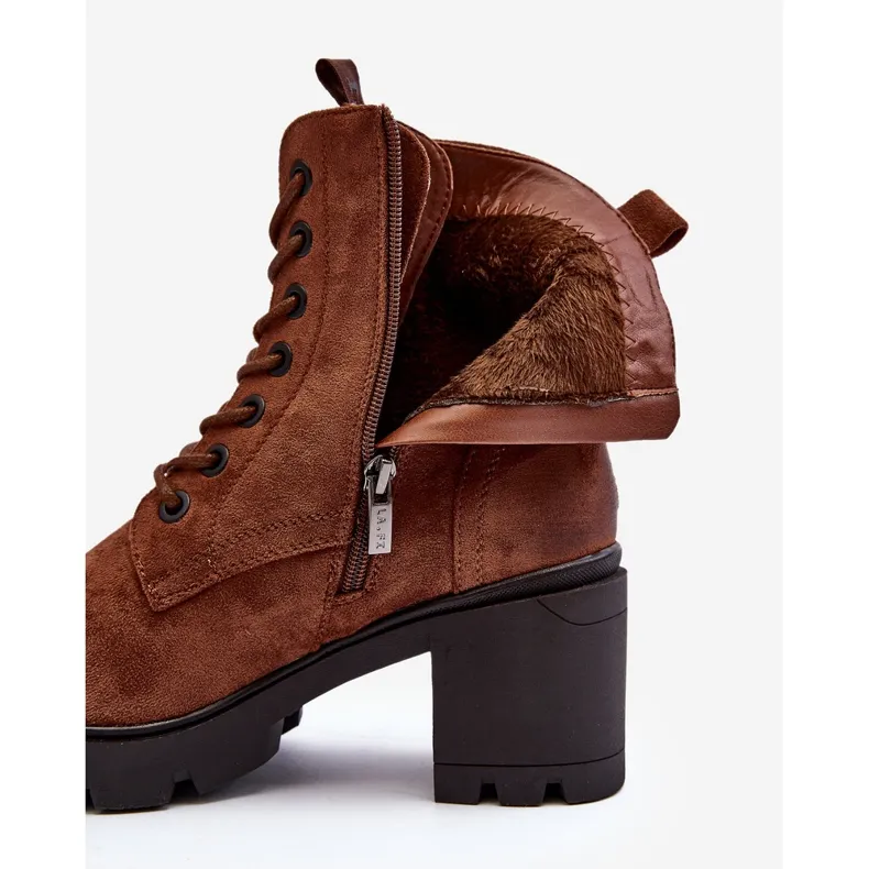 Bottines à Lacets pour Femme à Talon Haut Marron Lunelle brun