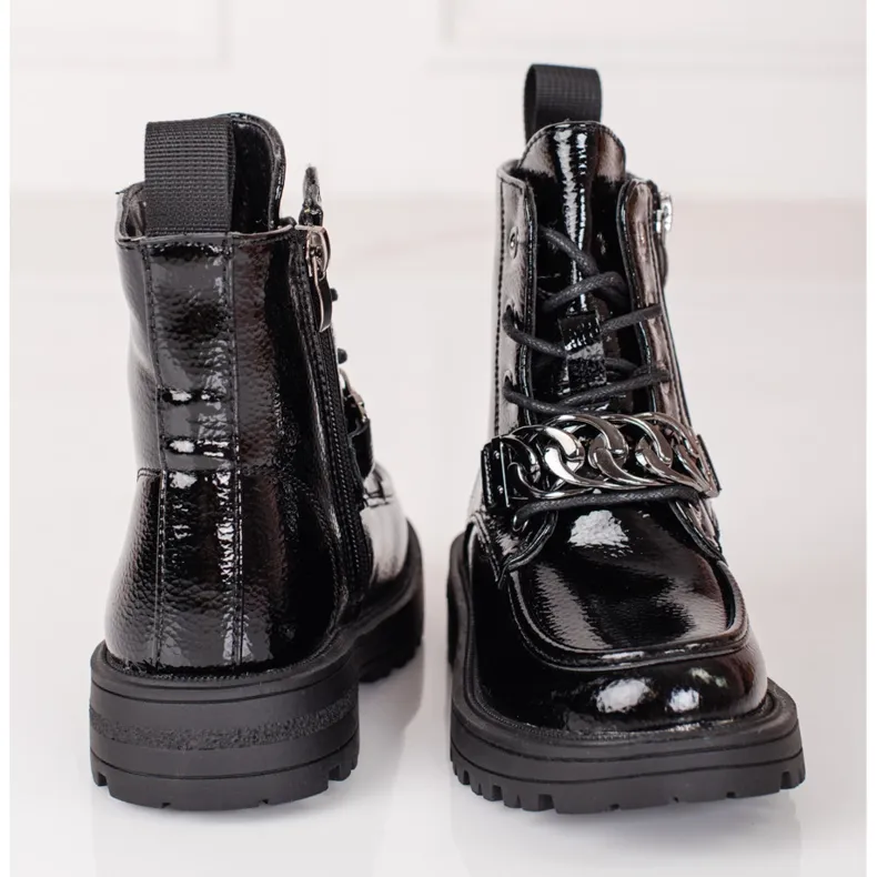 Bottines à lacets Shelovet noires pour fille le noir