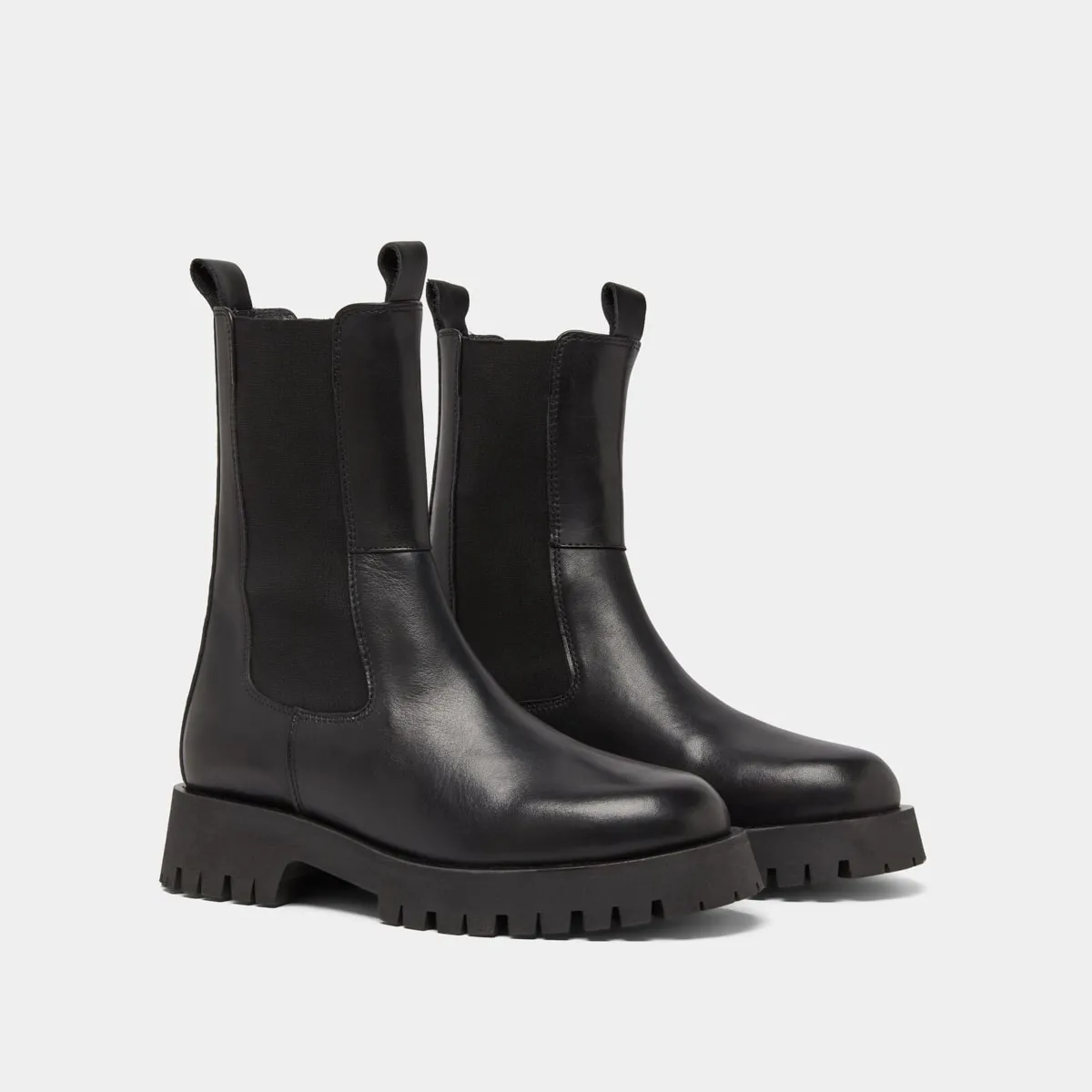 Bottines à plateformes en cuir noir pour Femme | Jonak