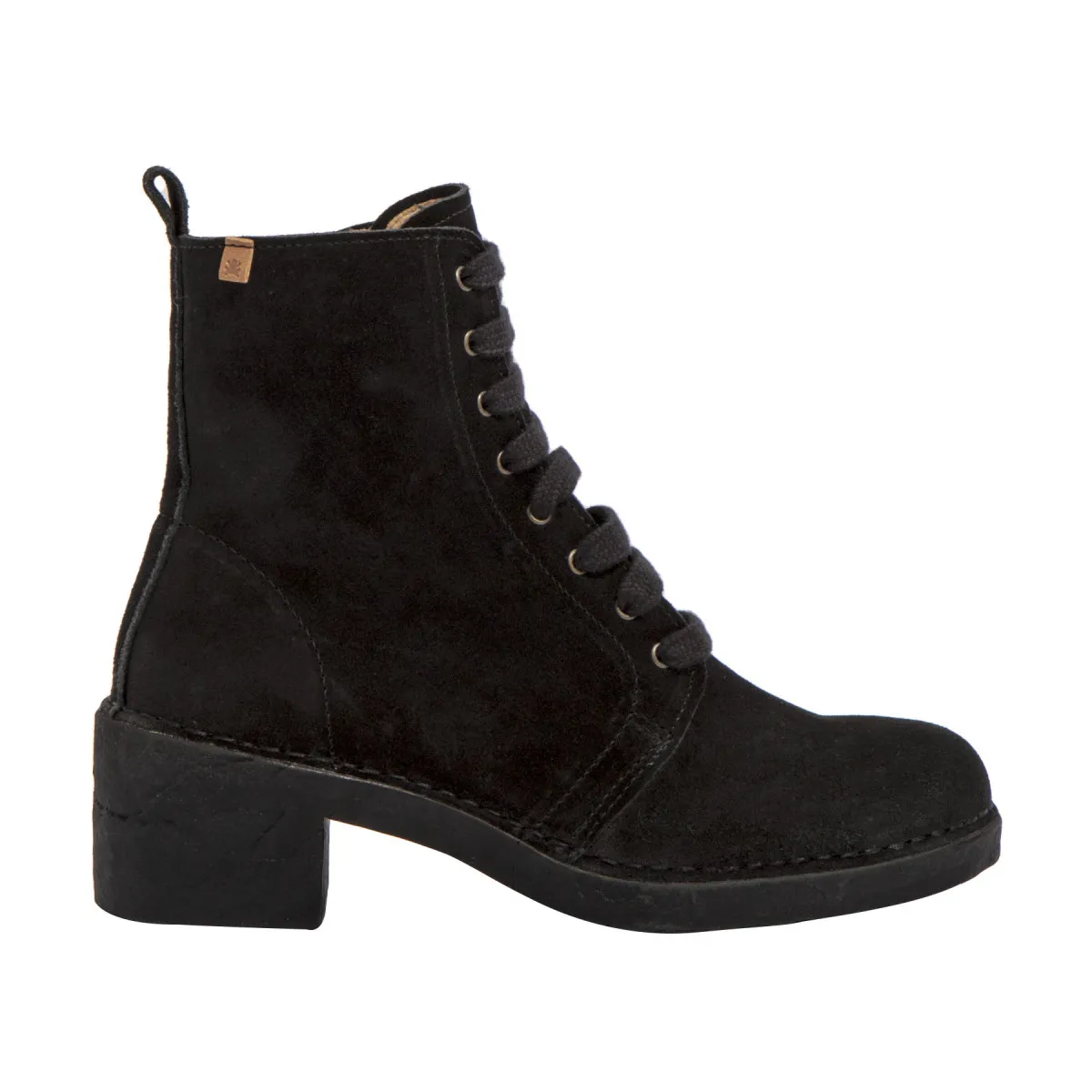 Bottines à talon et lacets en cuir suédé - Noir