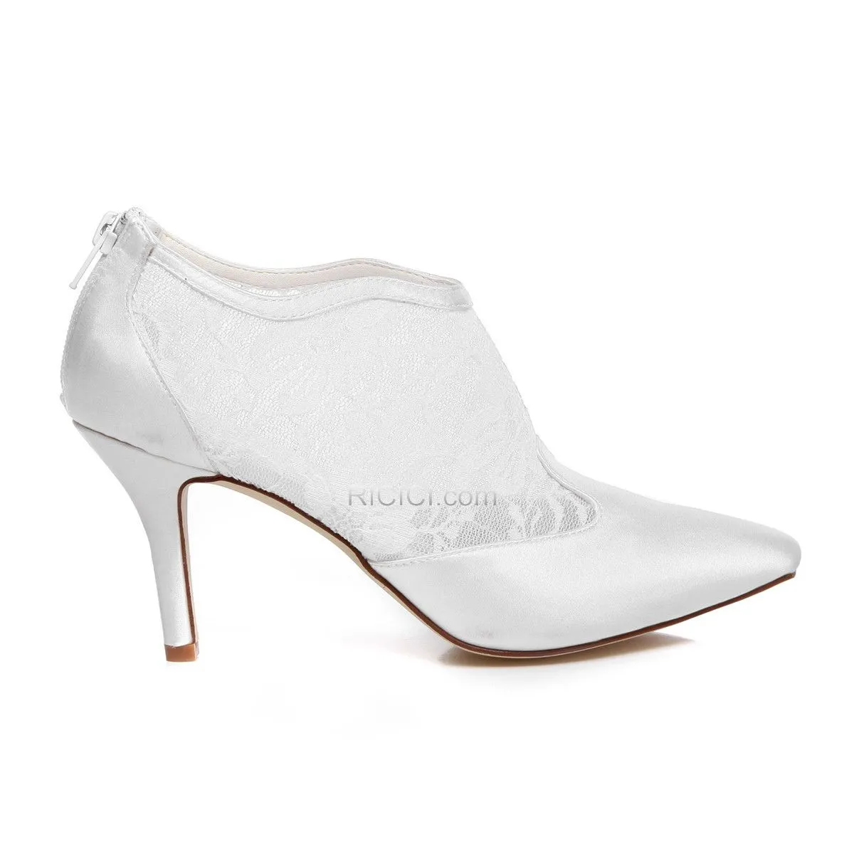 Bout Pointu Blanche Dentelle Chaussure Mariage Talon Aiguille Bottines Talons Hauts