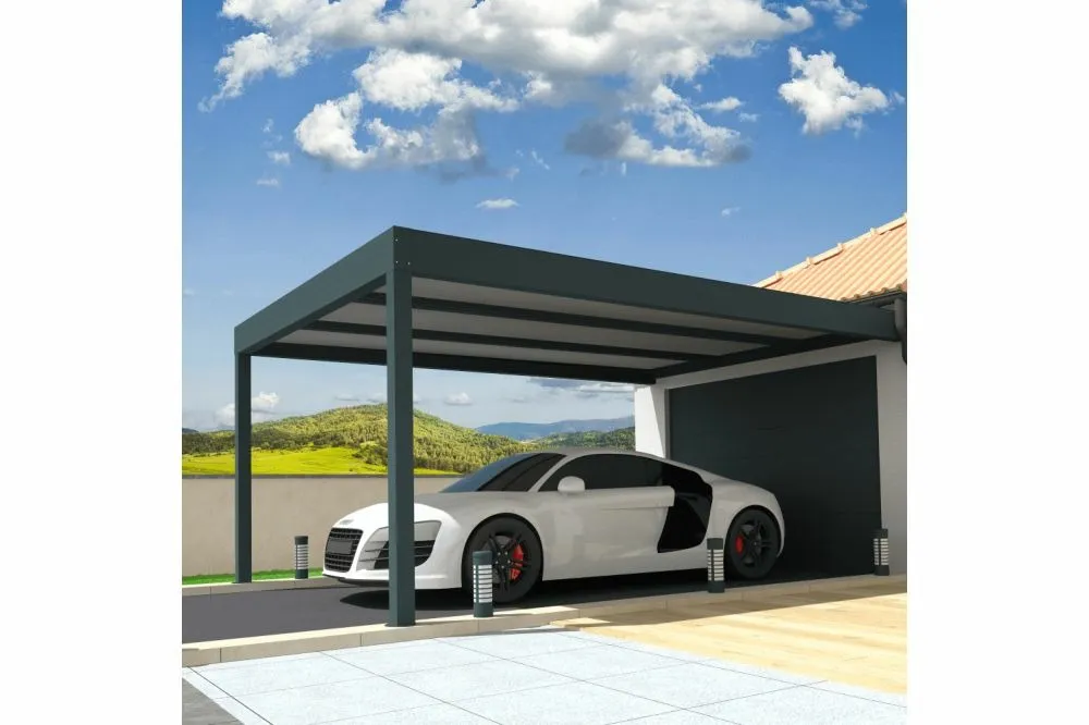 Carport isotoit® modern gris anthracite 6,26x4,50m + led