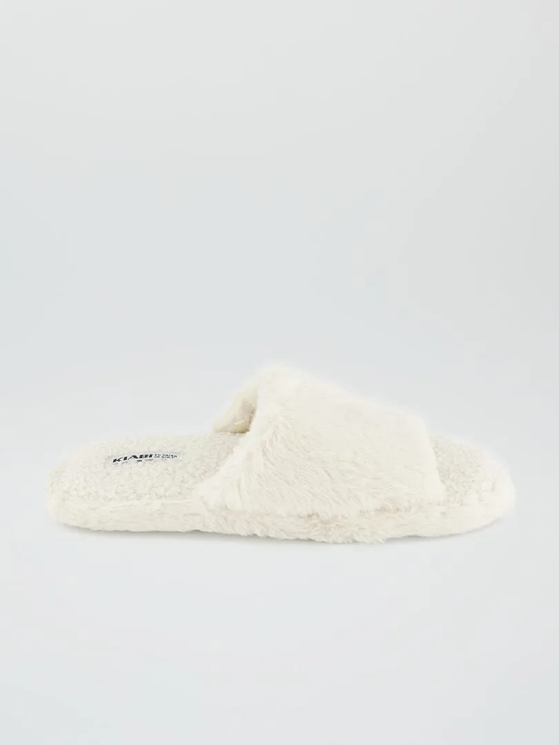 Chaussons mules en sherpa - blanc