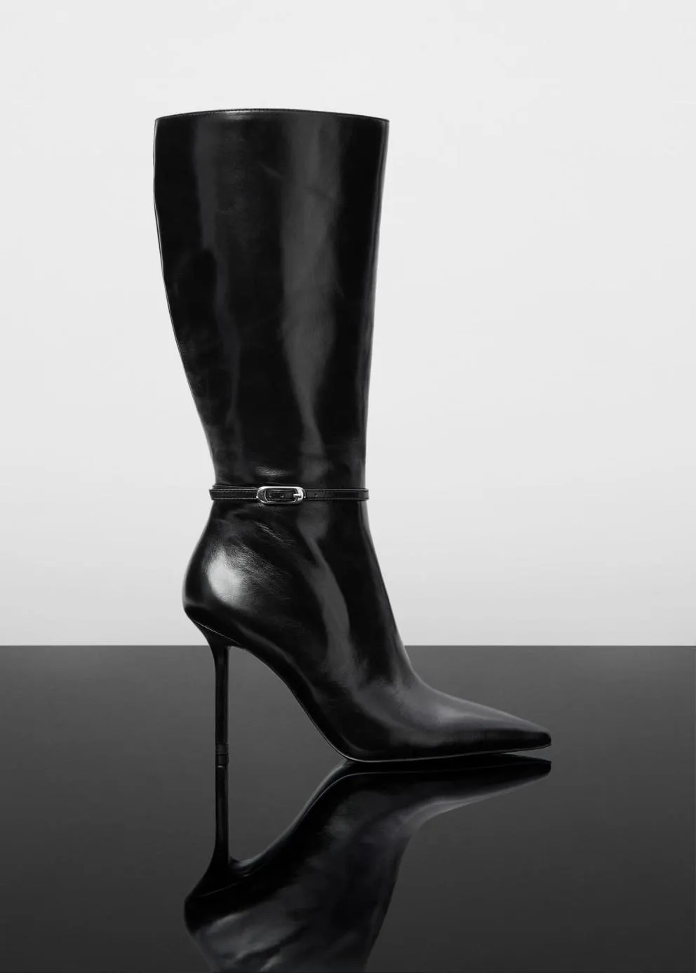 Chaussure | Femme MANGO Bottes Cuir Talon Noir