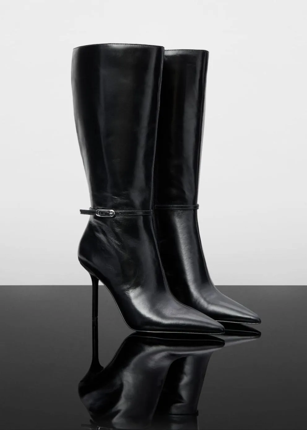 Chaussure | Femme MANGO Bottes Cuir Talon Noir