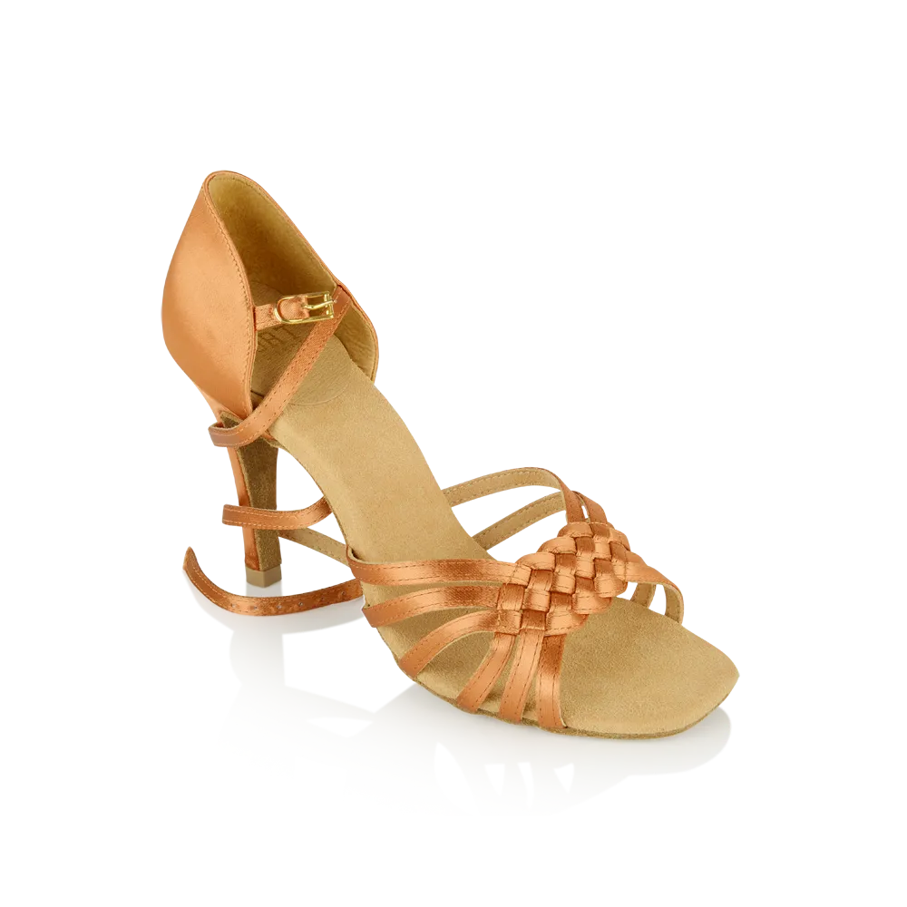 Chaussures danse Femme - H869-X Moonglow Xtra - Light Tan Satin - Ladies Latin Dance Shoes