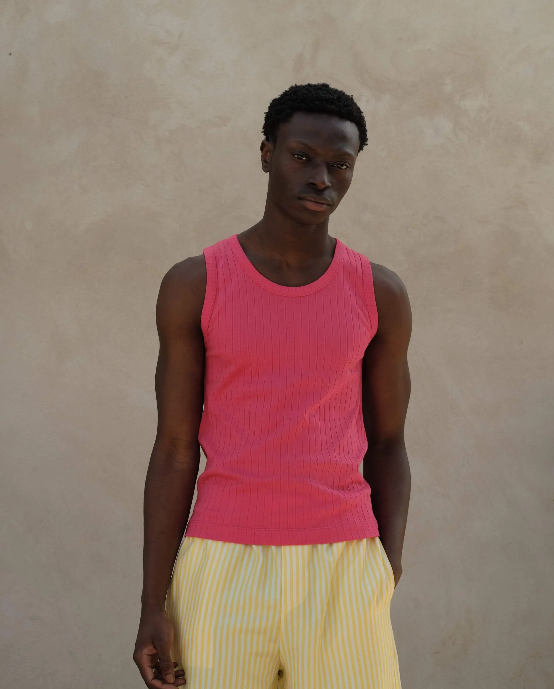 Débardeur homme coton bio, fuchsia