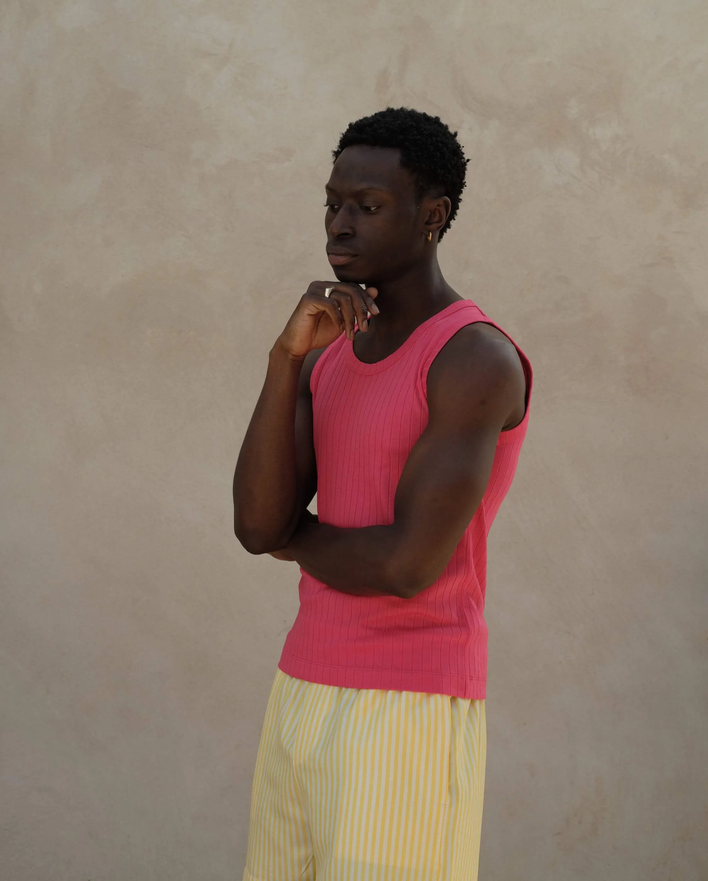 Débardeur homme coton bio, fuchsia