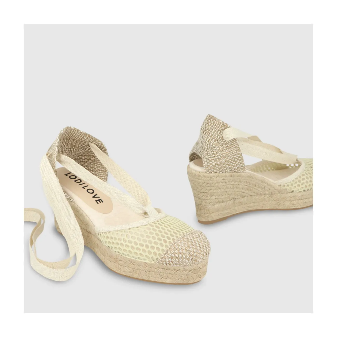 Espadrilles femme en tissu blanc cassé| LODI Chaussures pour femme en ligne.