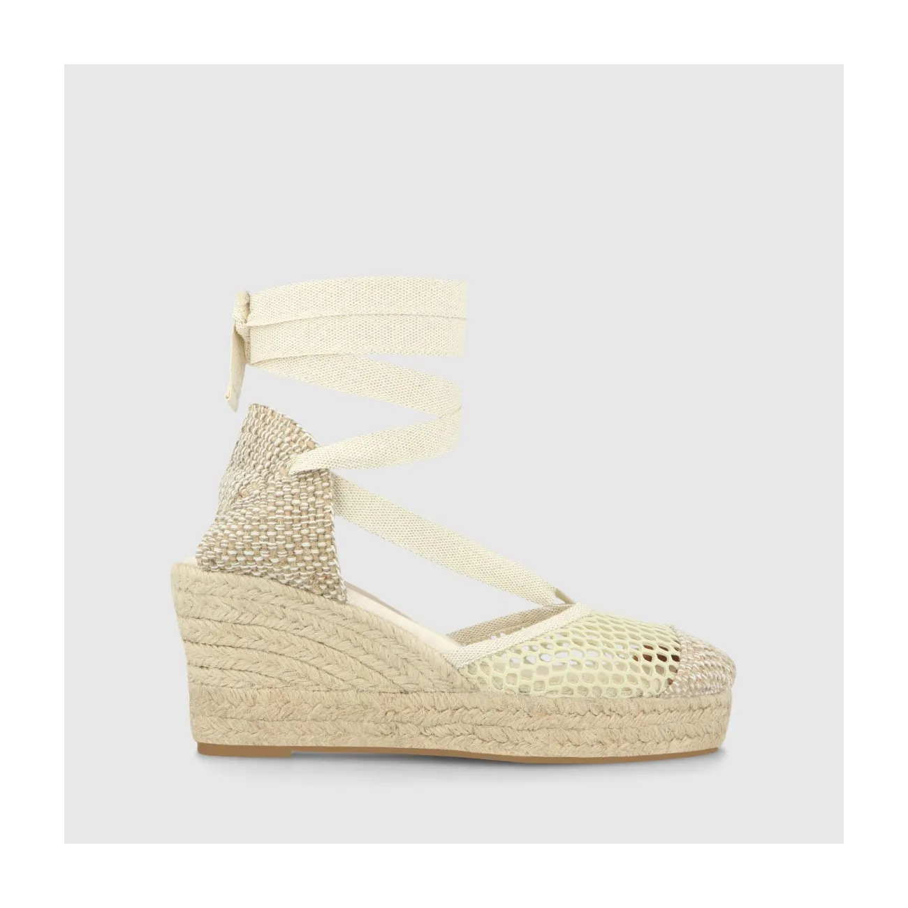 Espadrilles femme en tissu blanc cassé| LODI Chaussures pour femme en ligne.