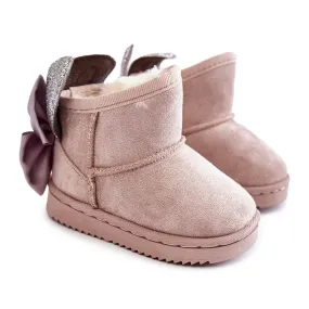 FR1 Bottes De Neige Chaudes Avec Nœuds Meriva Gris Fille beige