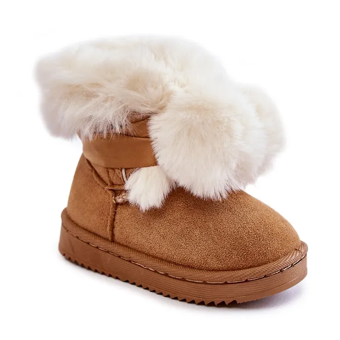 FR1 Bottes de Neige Chaudes Enfant Jeunes Marron-Blanc Roofy blanche