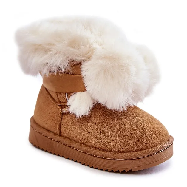 FR1 Bottes de Neige Chaudes Enfant Jeunes Marron-Blanc Roofy blanche
