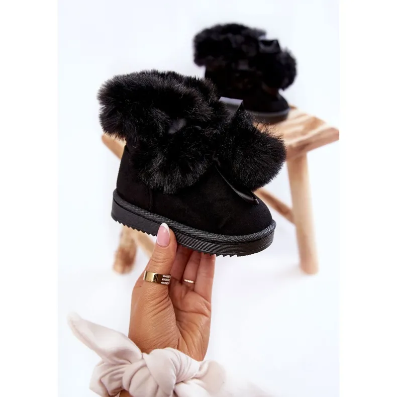 FR1 Bottes de neige chaudes pour enfants pour jeunes Noir Roofy le noir