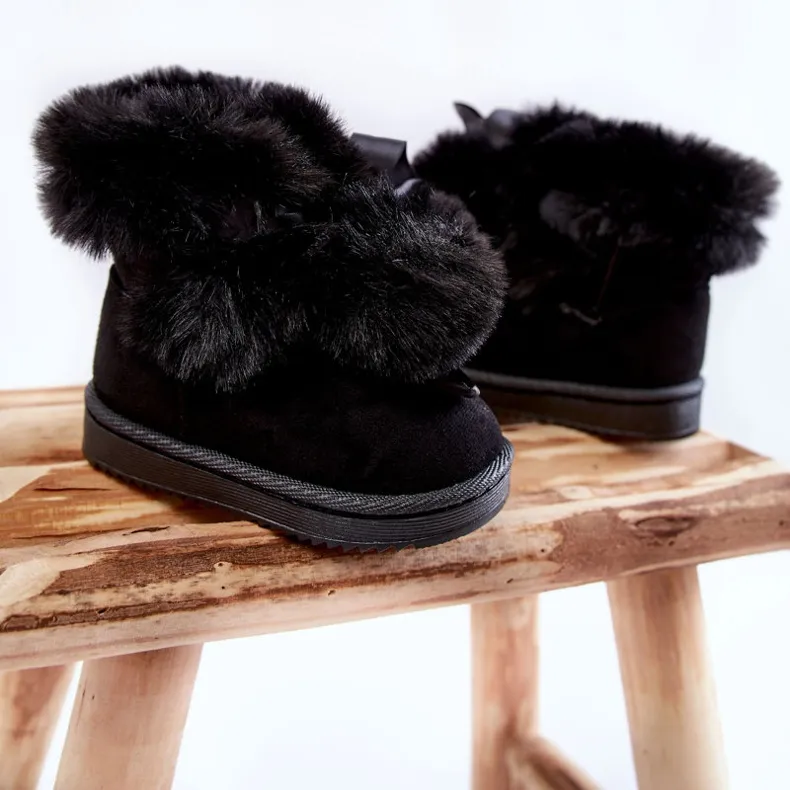 FR1 Bottes de neige chaudes pour enfants pour jeunes Noir Roofy le noir