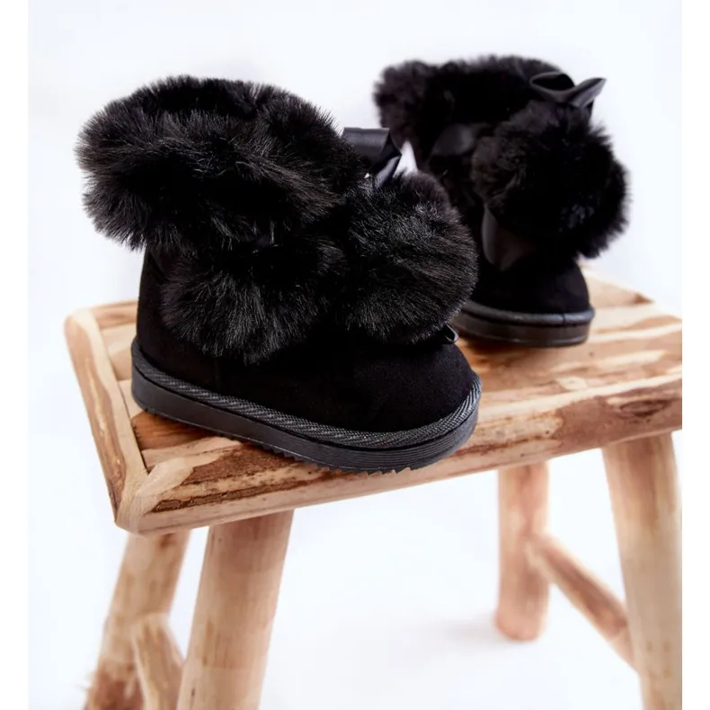 FR1 Bottes de neige chaudes pour enfants pour jeunes Noir Roofy le noir