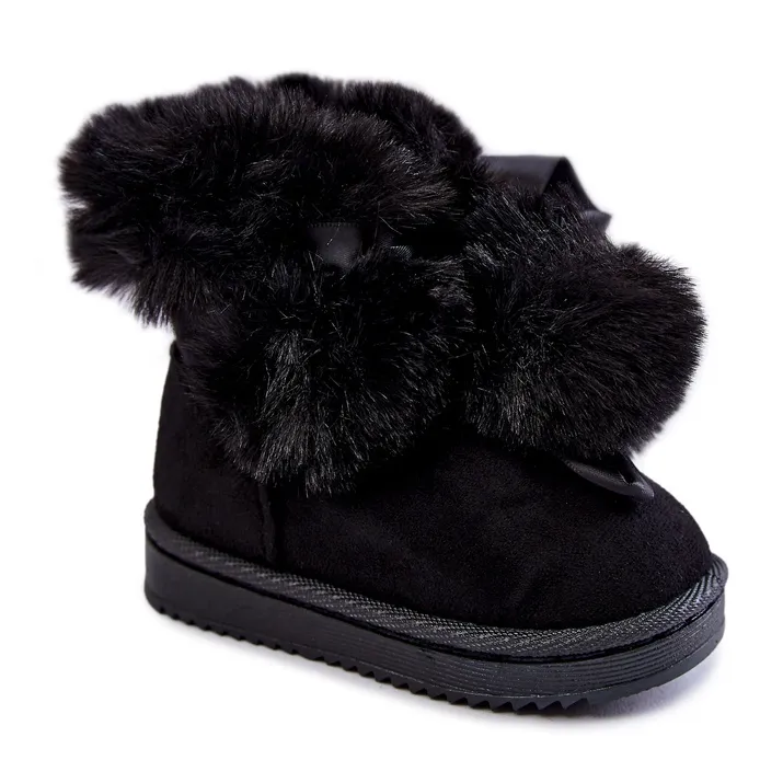 FR1 Bottes de neige chaudes pour enfants pour jeunes Noir Roofy le noir