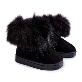 FR1 Bottes De Neige Enfant Ariana Noires Avec Fourrure le noir