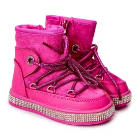 FR1 Bottes de Neige Enfant Avec Cubic Zirconia Wellma Fuchsia rose