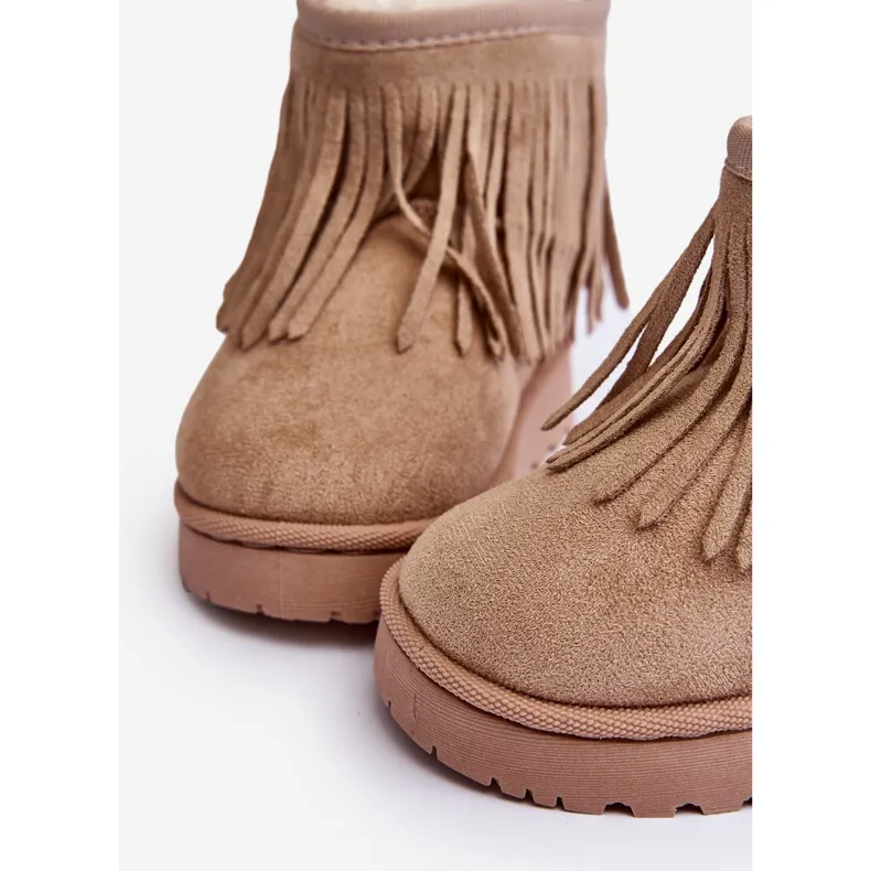 FR1 Bottes De Neige Enfant Isolées À Franges Décoratives Beige Nimia