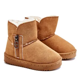 FR1 Bottes de neige isolées à enfiler Catellie Camel pour enfants brun