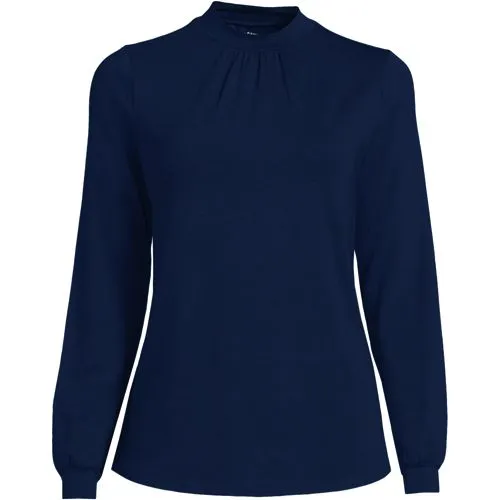 Haut à Col Cheminée en Coton et Modal Stretch, Femme Stature Standard