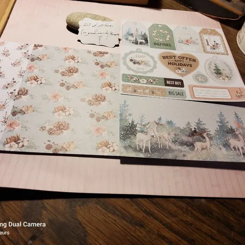 Lot 4 feuilles papier scrapbooking.  loisirs créatifs, carterie.