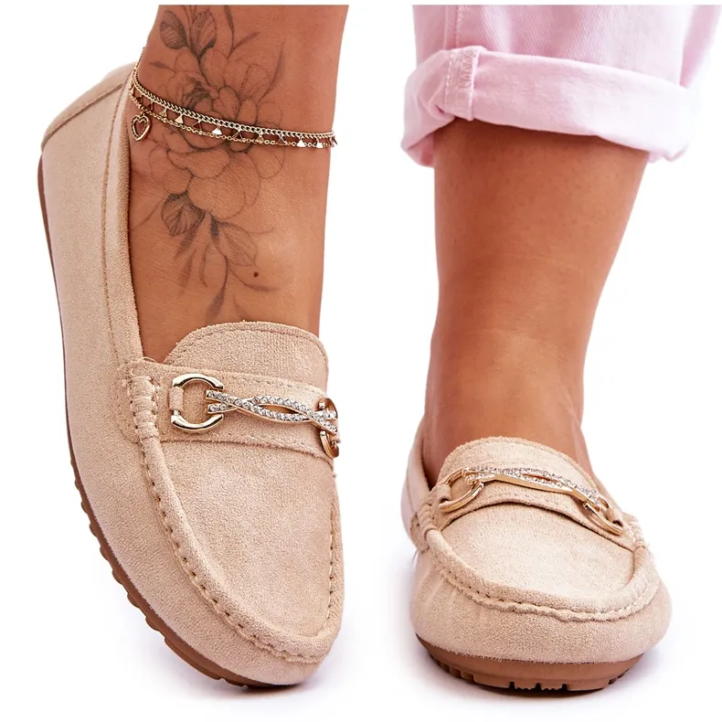 Mocassins en daim classiques avec embellissements Amera beiges