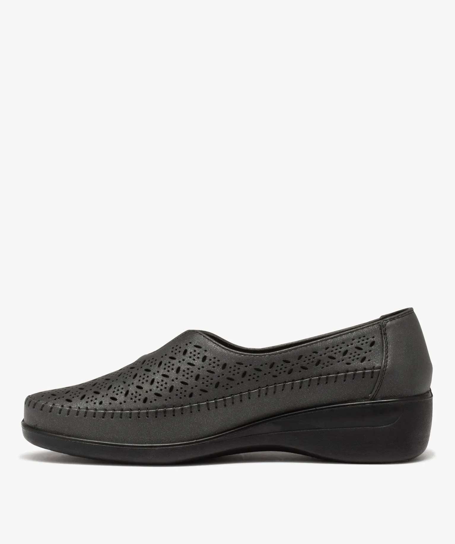 mocassins femme confort dessus uni ajoure noir mocassins