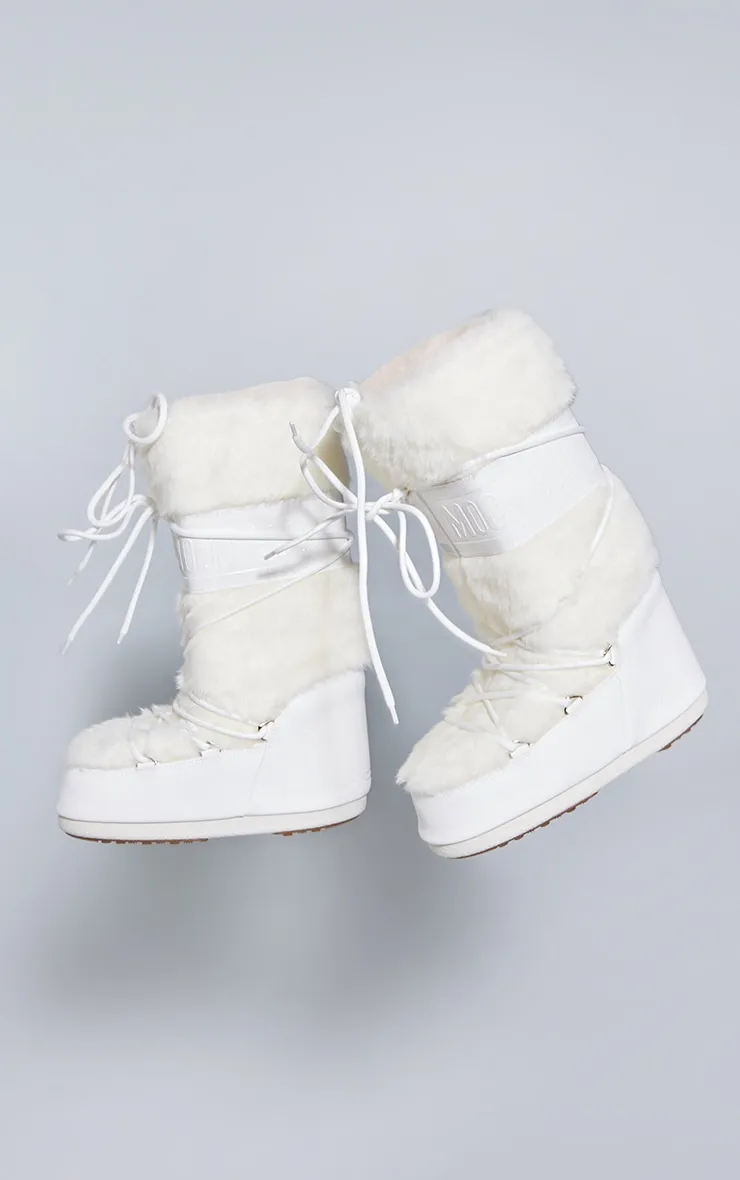 MOON BOOT Bottes Icon blanches en fausse fourrure