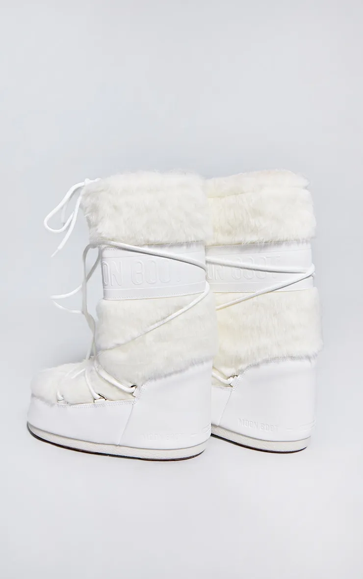 MOON BOOT Bottes Icon blanches en fausse fourrure