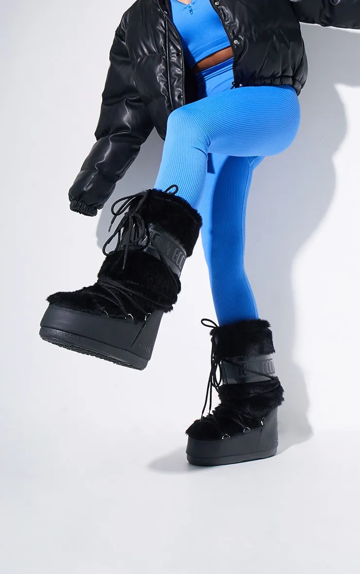 MOON BOOT Bottes Icon noires en fausse fourrure