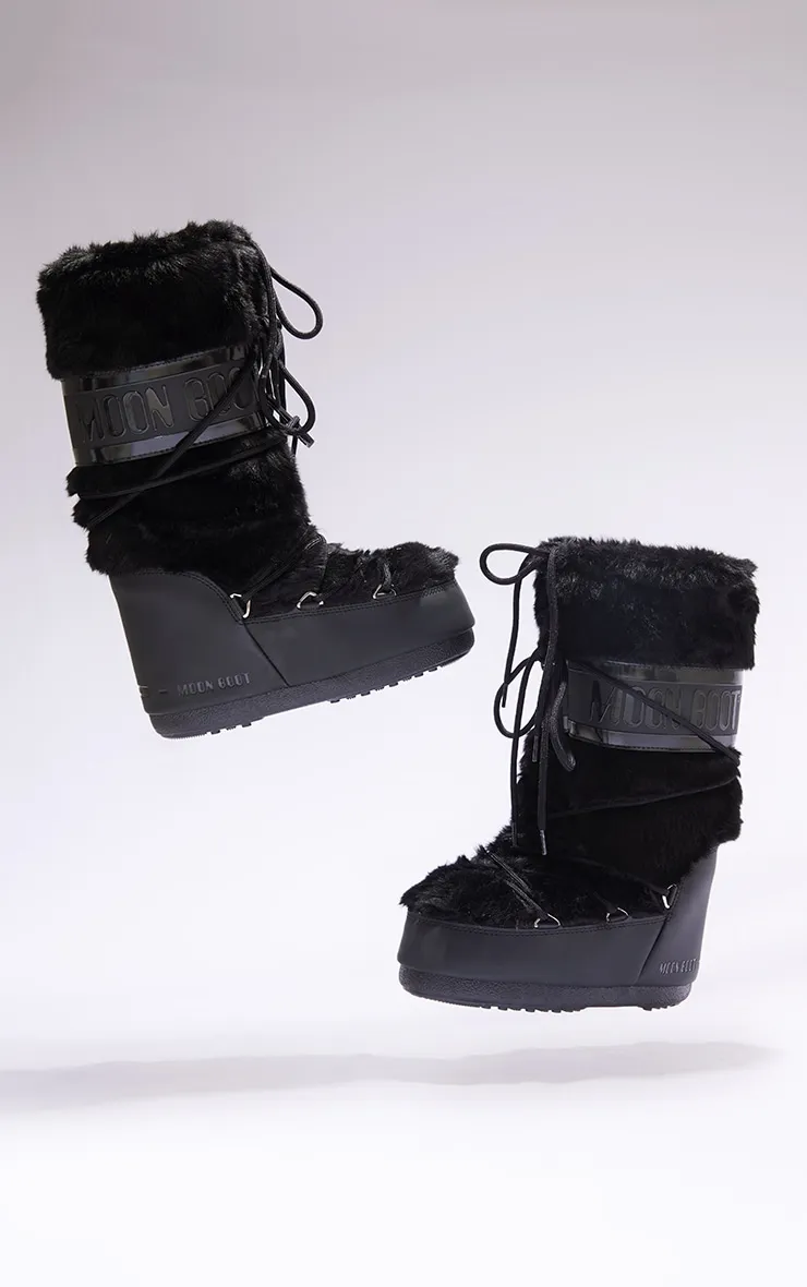 MOON BOOT Bottes Icon noires en fausse fourrure