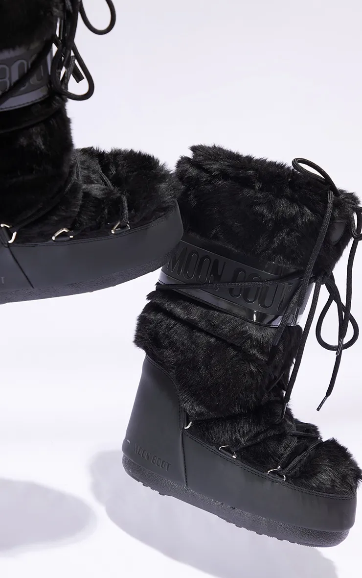 MOON BOOT Bottes Icon noires en fausse fourrure