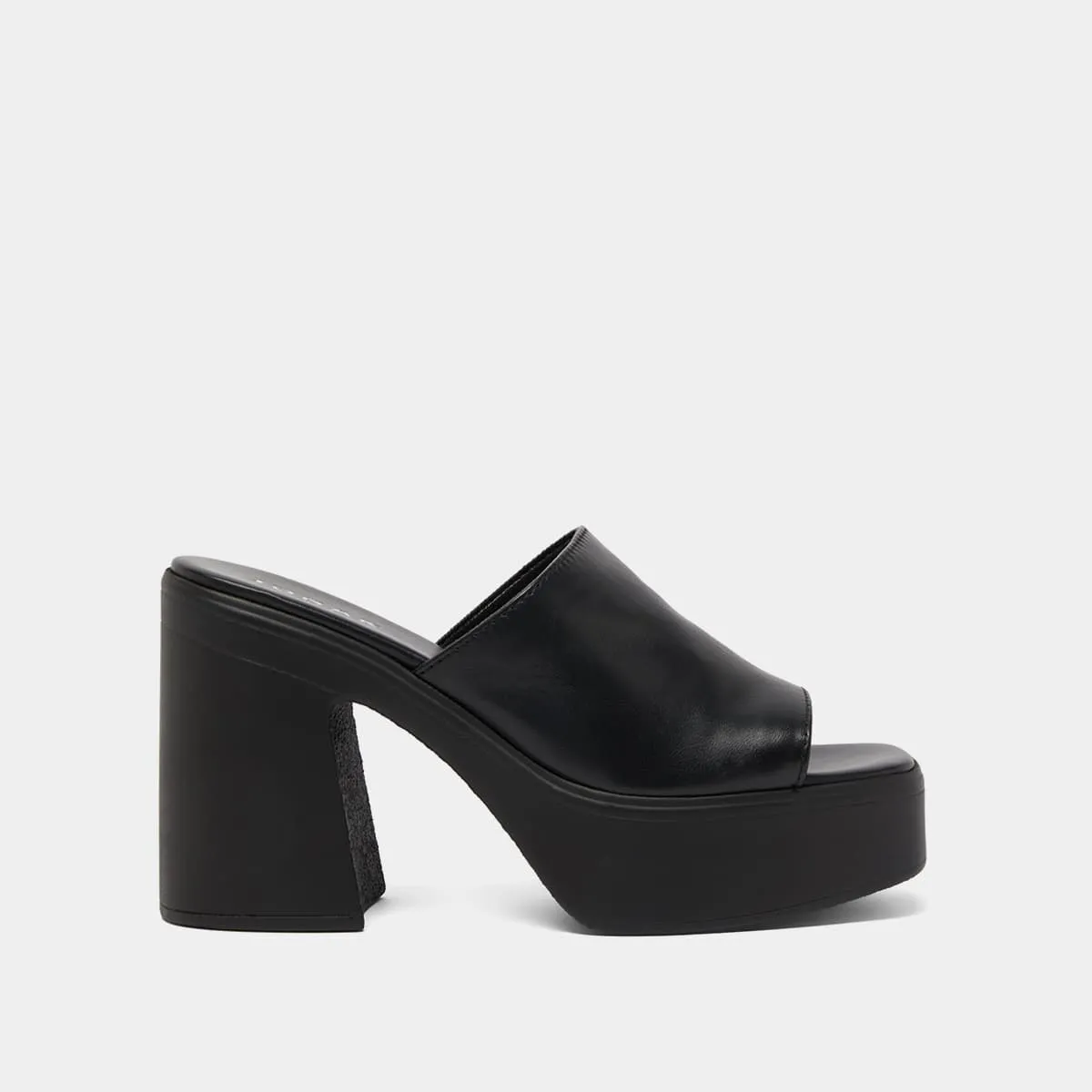 Mules à bouts ouverts et plateformes en cuir noir pour Femme | Jonak