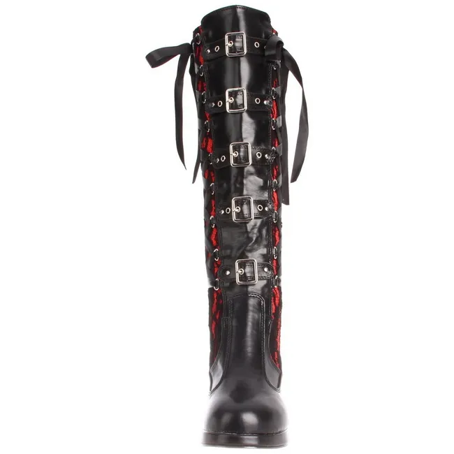 Noir 10 cm CRYPTO-106 plateformes bottes à boucles pour femmes