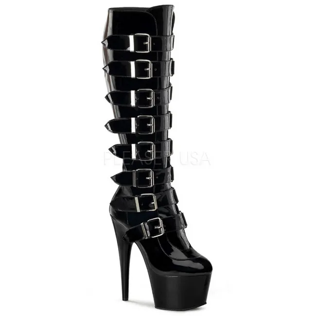 Noir 18 cm ADORE-2043 plateformes bottes à boucles pour femmes