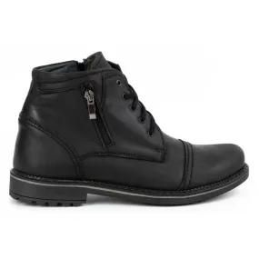 Olivier Bottes d'hiver en cuir pour hommes 132GT noir le noir