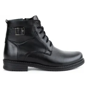 Olivier Bottes d'hiver pour hommes en cuir isolé 953MA noir le noir