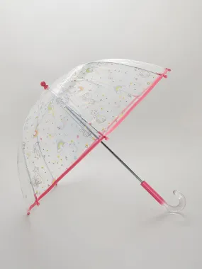 Parapluie transparent 'chat et arc-en-ciel' - rose