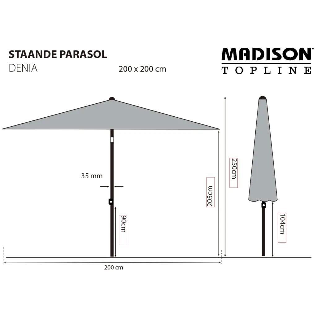 Parasol carré 200 x 200 cm