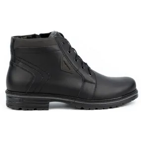 Polbut Bottes d'hiver en cuir pour hommes J34S Noir avec gris le noir