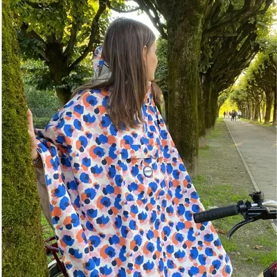 Poncho Le temps des Grenouilles imprimé multicolore