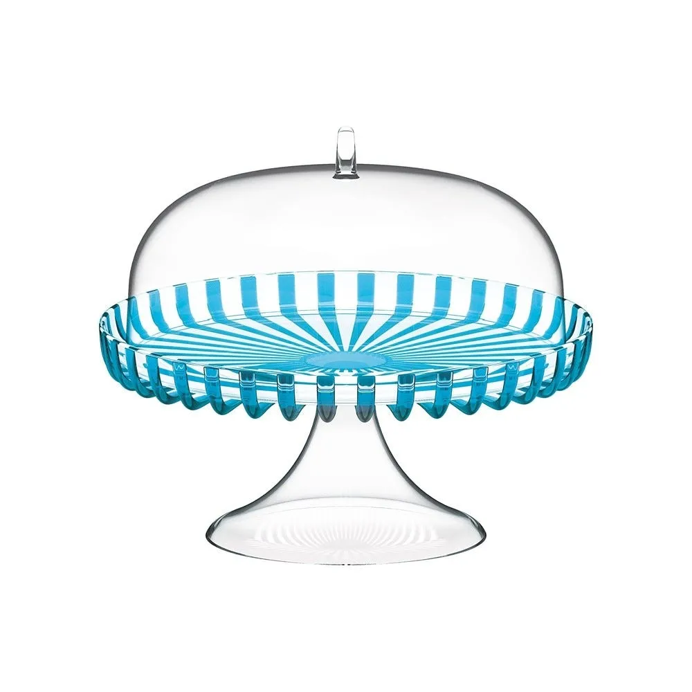 Présentoir à gâteau avec cloche dolcevita 31cm en plastique biosourcé bleu