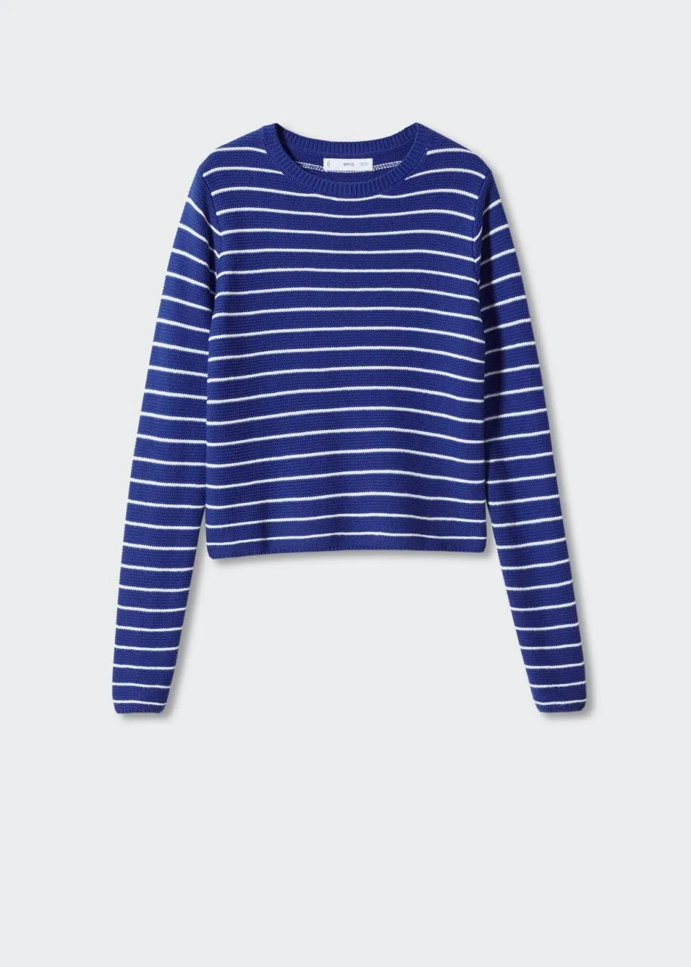 Pulls Et Cardigans | Femme MANGO Pull-over Rayé Col Rond Bleu électrique