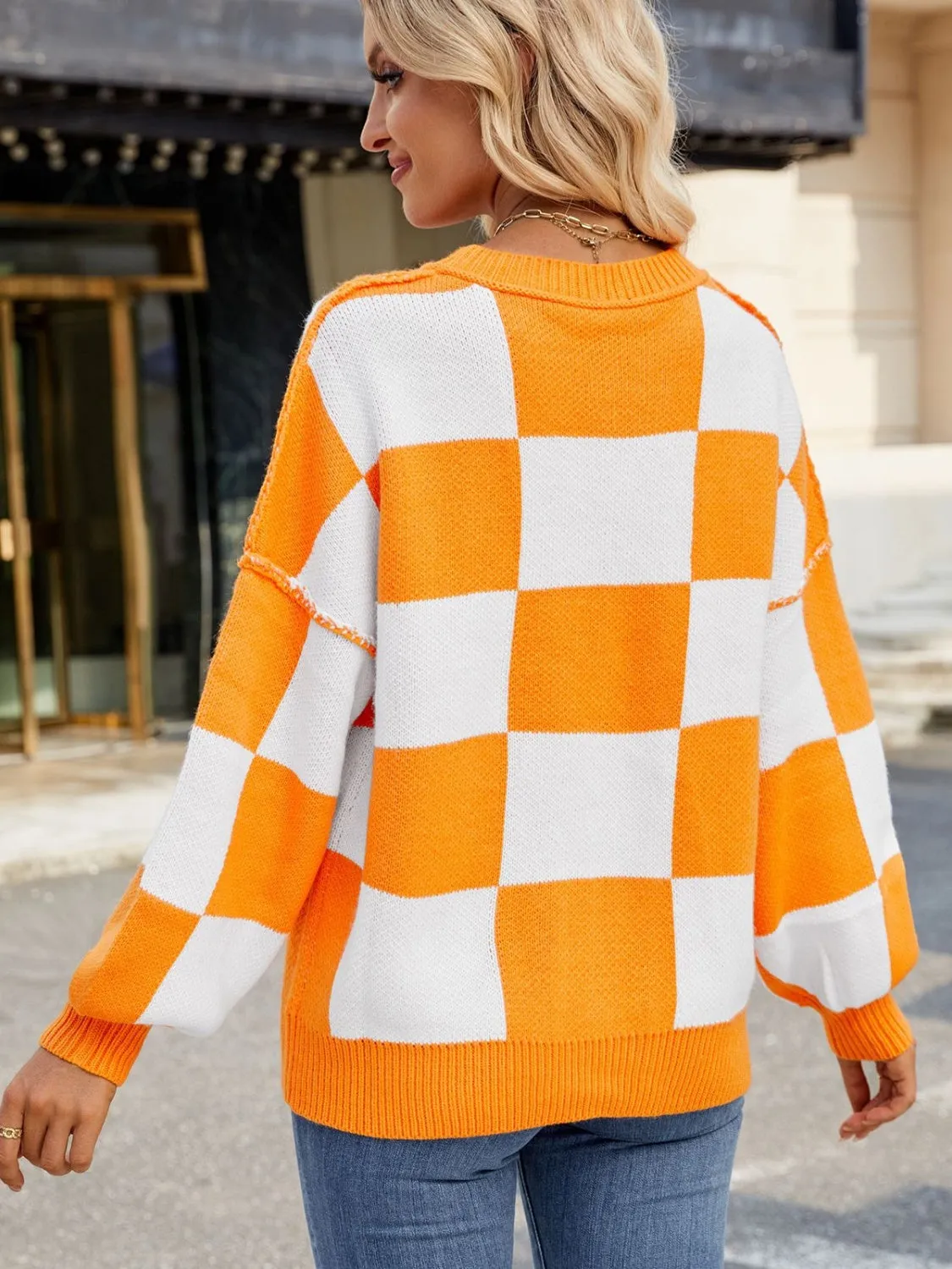 Rachel - pull à carreaux femme