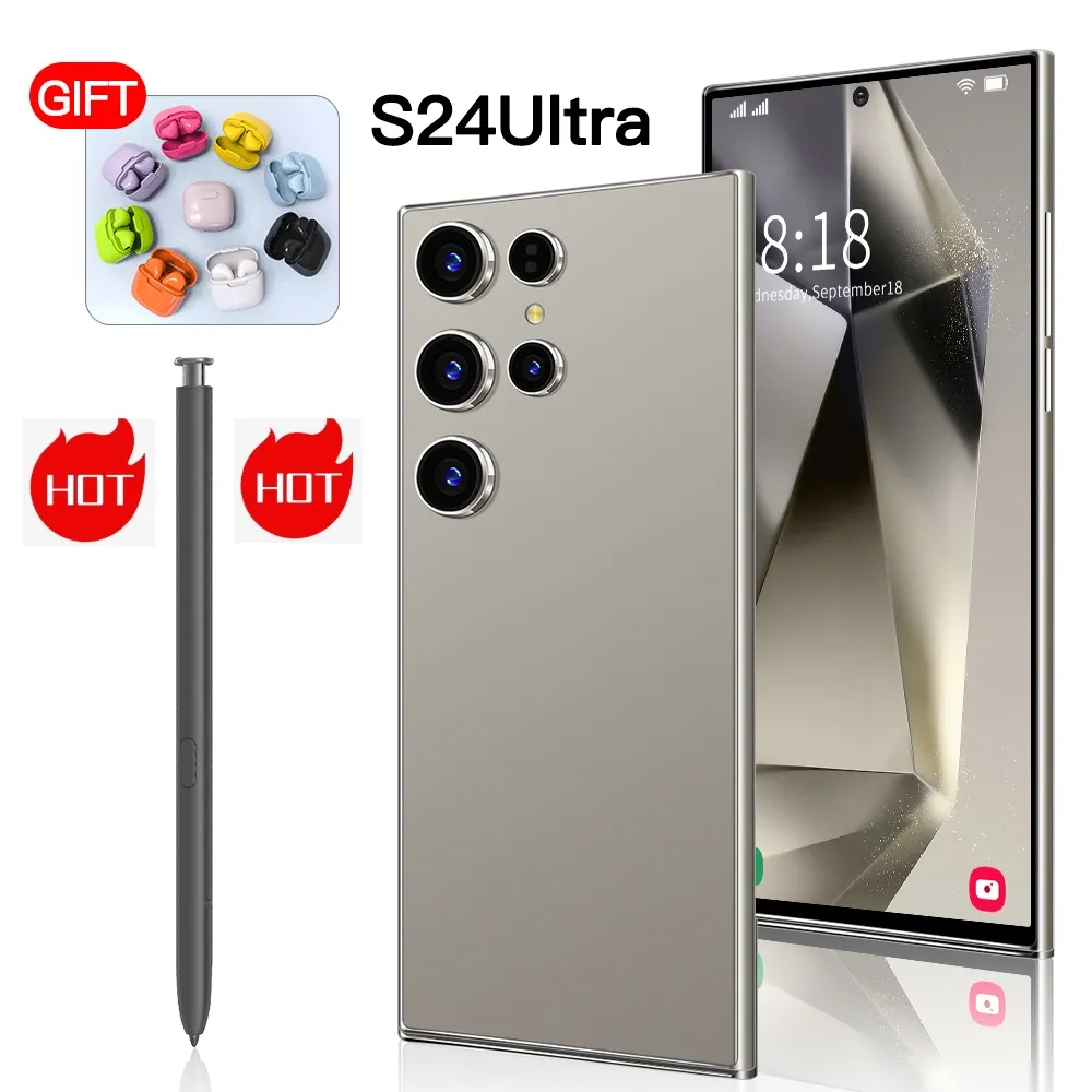S24 Ultra Dual SIM 4G 5G Android Téléphone 12 Go + 512 Go 1 To 7.3HD + Affichage 13MP + 50MP CAMERIE Android 13 De Dropshipping 