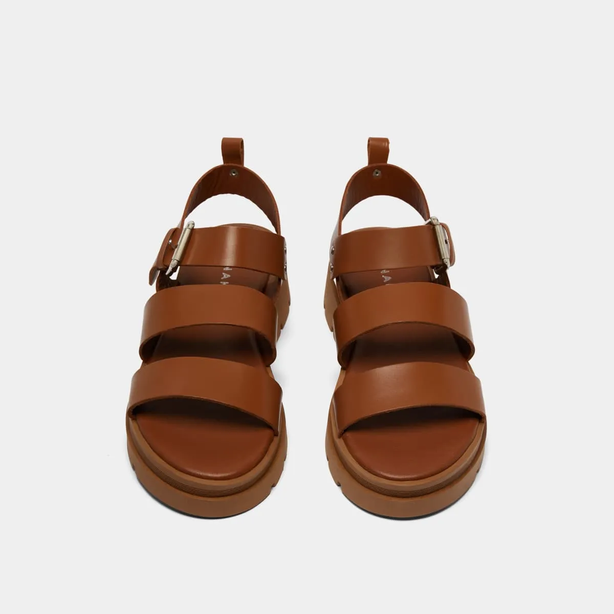 Sandales à plateformes et boucles en cuir cognac pour Femme | Jonak